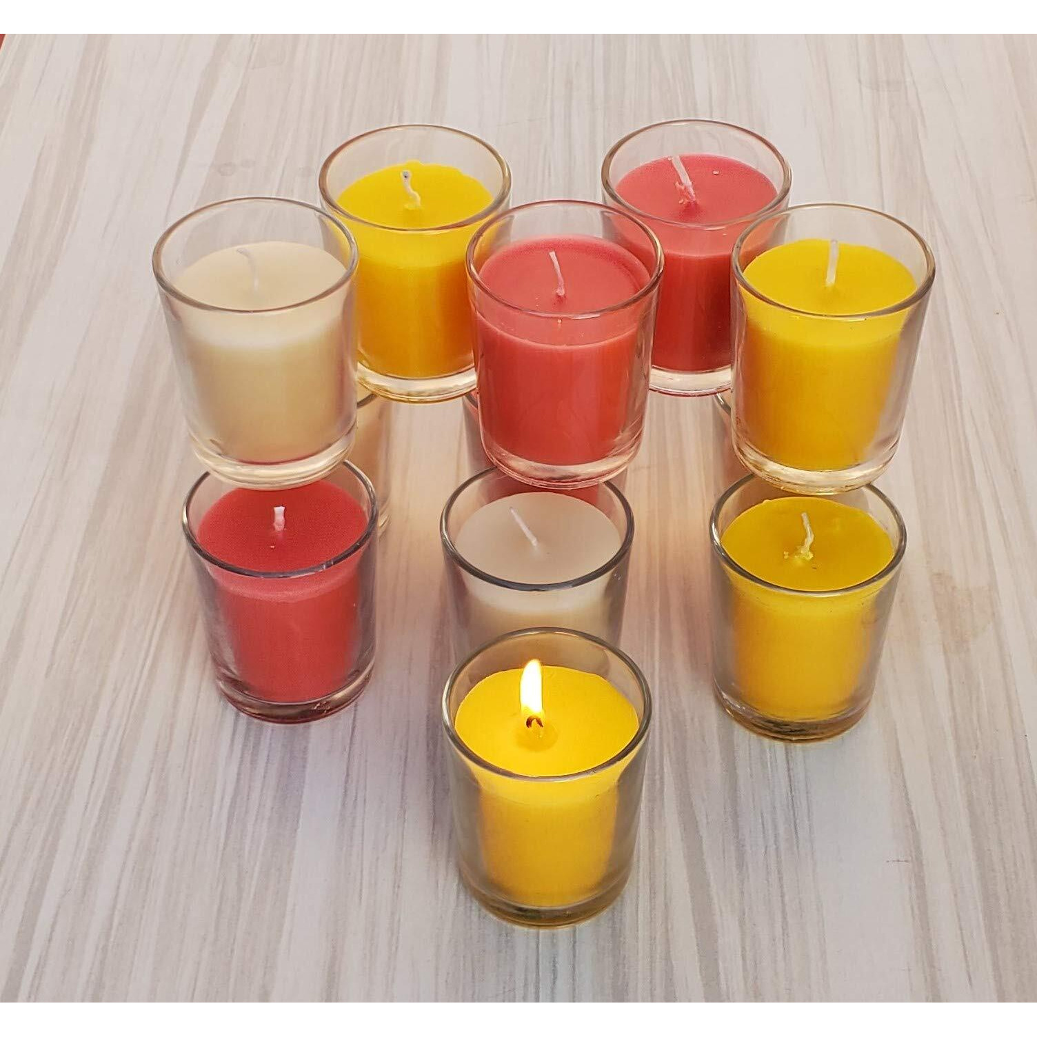 Pure Source India Pack Of 6 Votive Glass Scented Candles, Diwali Home Decor Gift (Fragrance-Rose, Jasmine & Sandalwood)