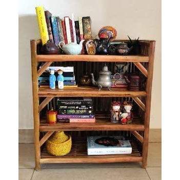 Redstick Bamboo Cane Bait Shoe Rack Wooden Slipper & Shoes Stand Multi-Purpose Rack Decorative Planter Stand Shelf For Books & Newspaper Shelf Organizer Storage Shelf For Home(22X18X30 Cm)