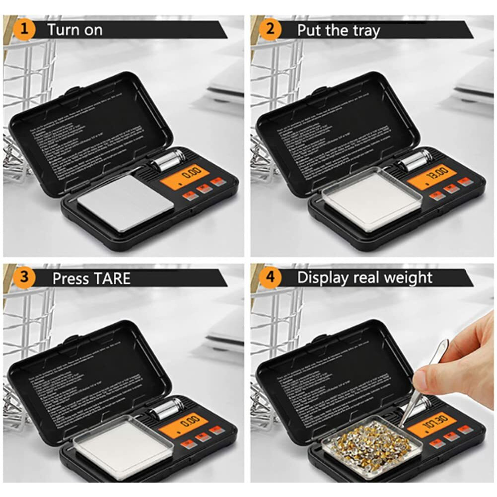 Threeh Digital Pocket Scale With Lcd Display, Tare And Pcs Calibration Weight 200G X 0.01G For Food, Jewelry, Medicine, 188 Grams, Black
