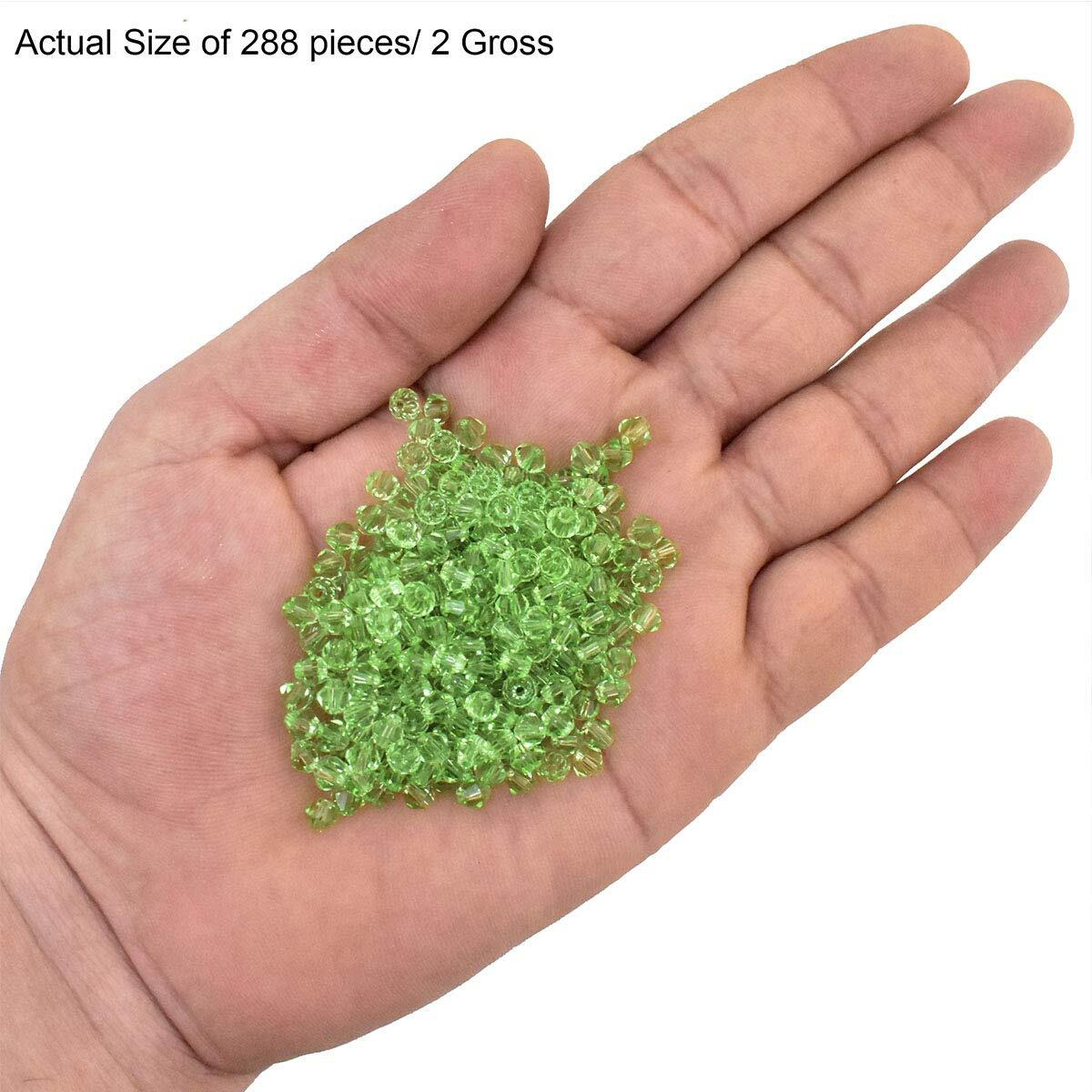 Embroiderymaterial Crystal Paradise Green Beads For Jewellery Making, Bracelet Making, Craft, Bag Making, Embroidery, Embellishment, Toran Making, Pusalu Making (Paradise Green, 288 Pieces)