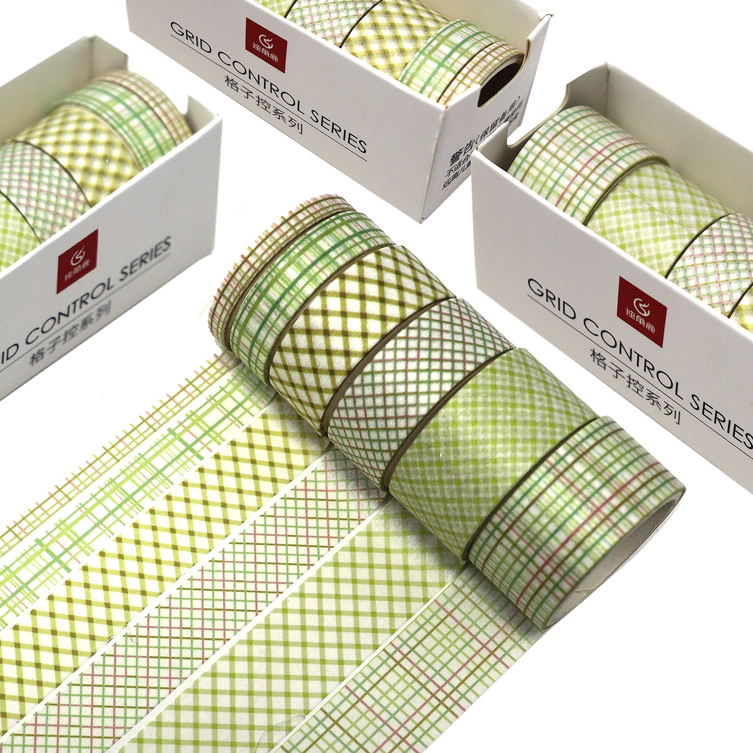 Lakeer Grid Series Washi Tape (Pack Of 6) | Tapes For Scrapbooking, Diy Craft, Decoration, Gift Wrapping, Etc, (Mellow Yellow)