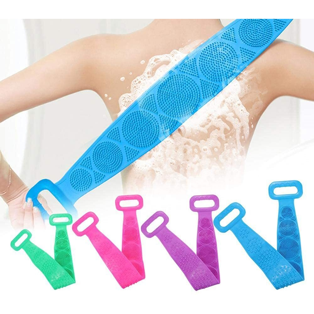 Lozox Silicone Back Scrubber For Shower, Silicone Body Scrubber,Extra Long Bath Body Brush Silicone Back Brush Exfoliating Body Scrubber With Handle For Men Women (Single)