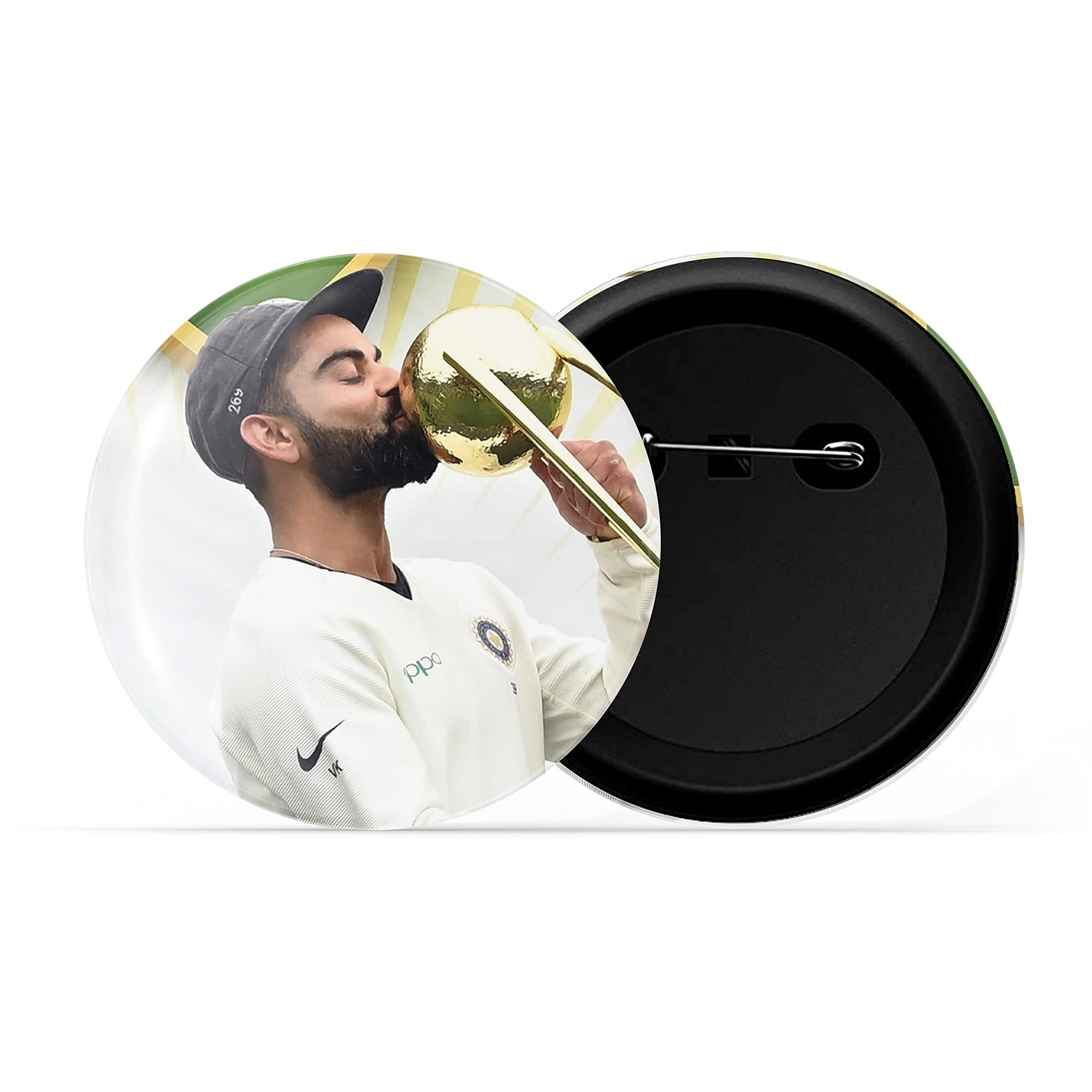 Dhcrafts Pin Badges Multicolor Cricketer Virat Kohli D3 Glossy Finish Design Pack Of 1 (58Mm)
