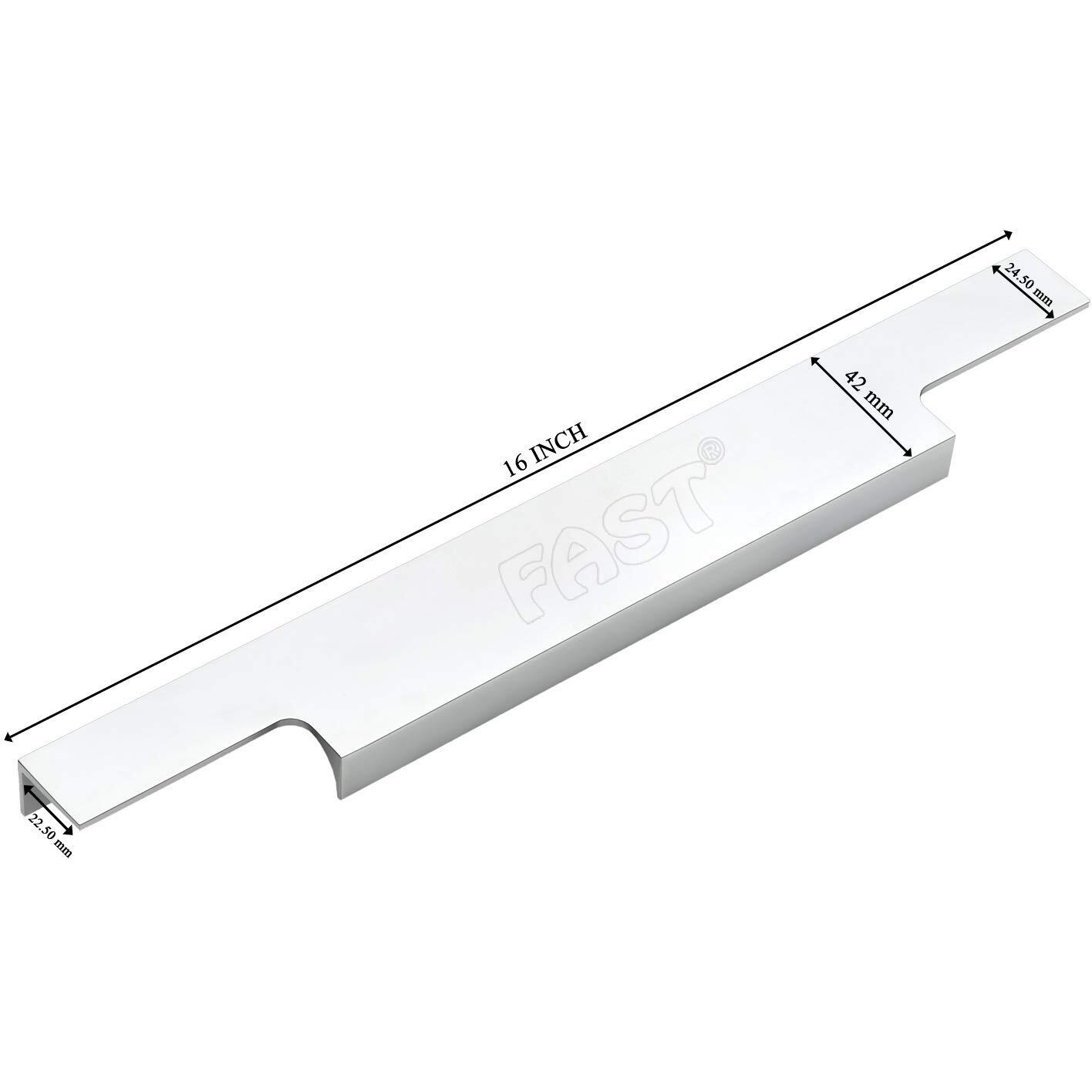 Fast Ph03 Chrome Steel White Aluminium Kitchen And Office Furniture Drawer Profile Handle Accessories (16 Inch, Silver)