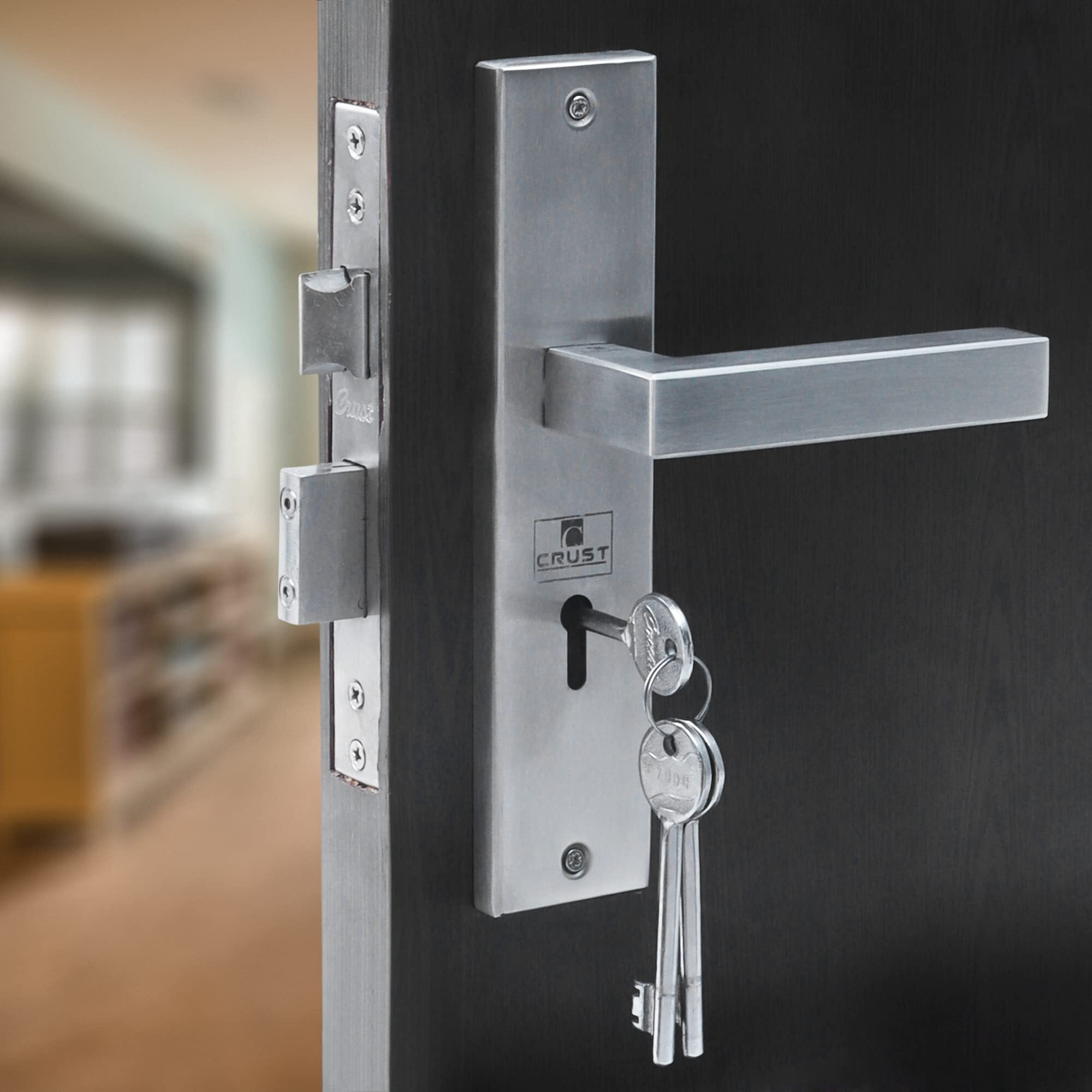 Blue Space Premium Heavy Duty Mortise Door Lock For Bedroom, Living Room, Main Door | 3 Keys | 6 Lever Double Stage Lockset For House Hotel Office (Lb201, Matt Satin)