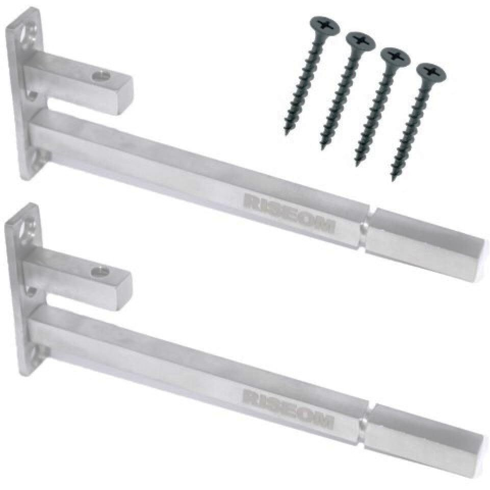 Riseom 12 Inch Heavy F Type Shelf Bracket (Adjustable) / 9.5 Mm Rod Thickness / Supports 6,8,10,12 Mm Of Glass Thickness (Pack Of 2, 12 Inch)