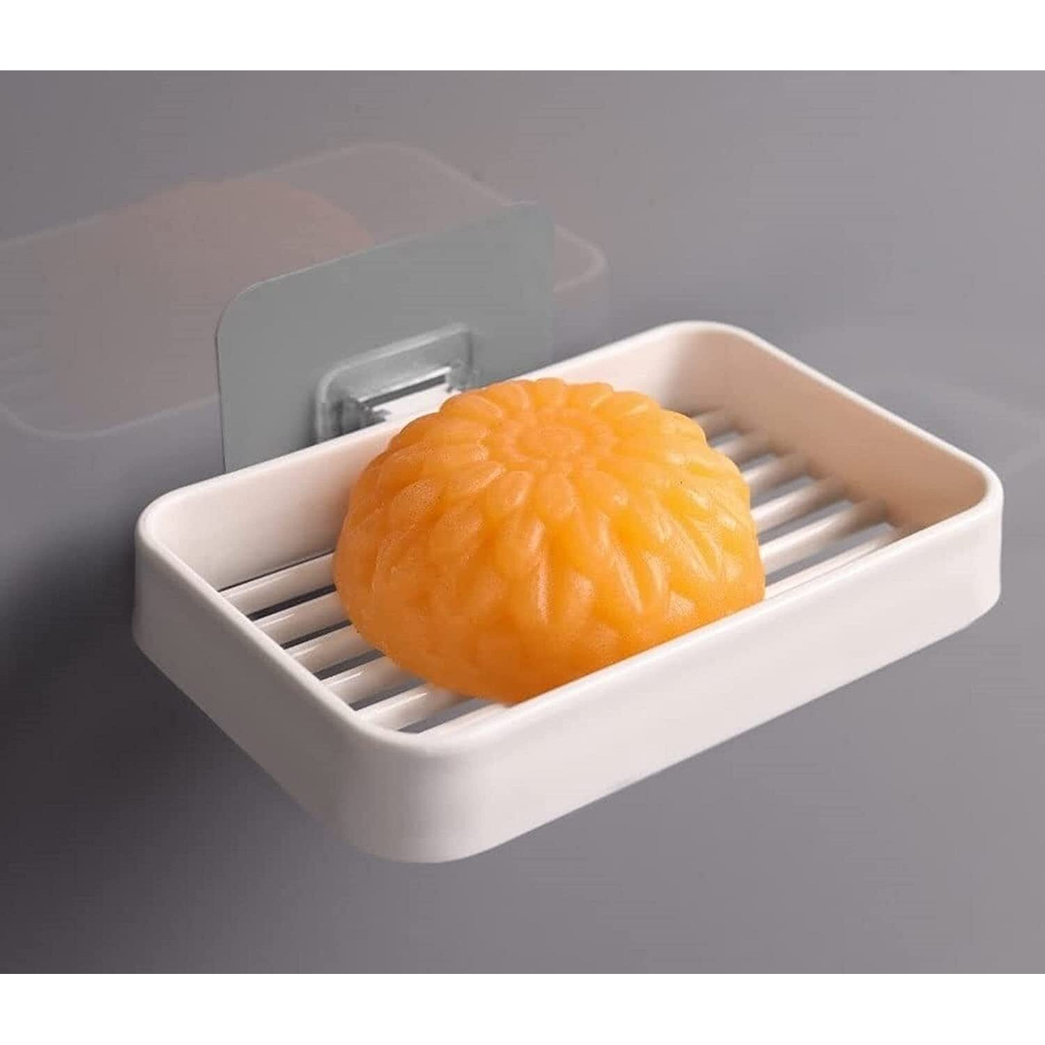 Virth 1Pcs Plastic Wall Mounted Soap Dish Adhesive Sponge Holder No-Drilling Soap Holder Stand For Bathroom (Plastic Soap Stand, 1)