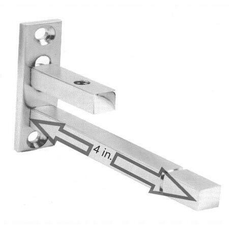 Riseom F Type Stainless Steel Shelf Bracket (Adjustable) / Supports 6,8,10,12 Mm Of Glass Thickness (Pack Of 4, 4 Inch)