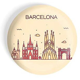 Dhcrafts Fridge Magnet Brown Color Barcelona Glossy Finish Design Pack Of 1