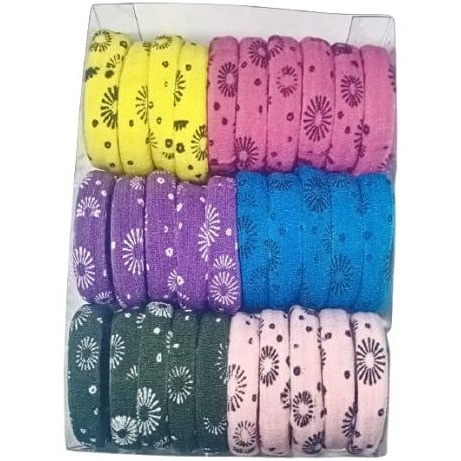 Srs Hair Printed Rubber Band For Women & Girl's (Light Dark) Pack Of 30 Piece