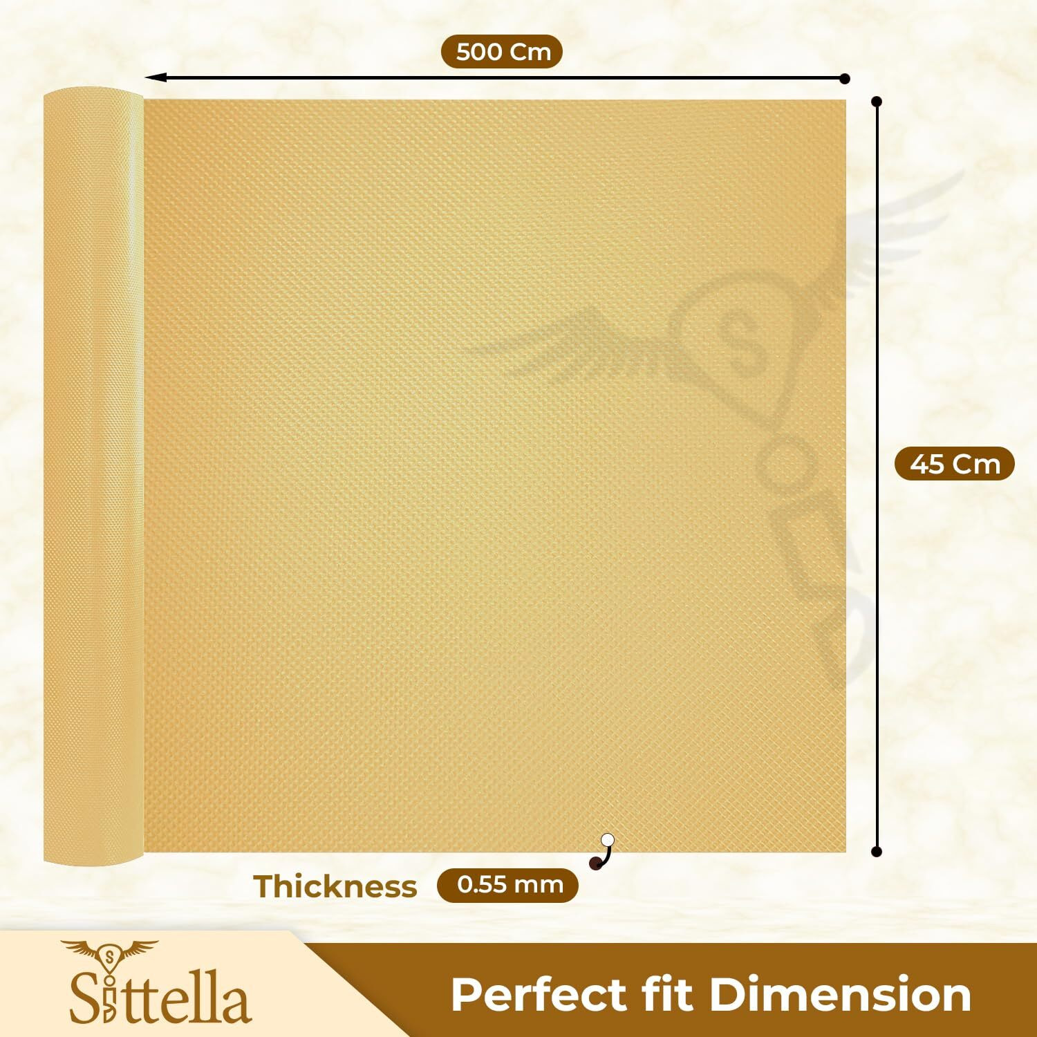 Sittella (45Cm X 5M) Multi-Purpose Eva Non-Slip Kitchen Drawer Shelf And Cabinet Liners Waterproof Washable Mats Protect Dresser Shelves Cupboard Bathroom Cabinets (Ivory)