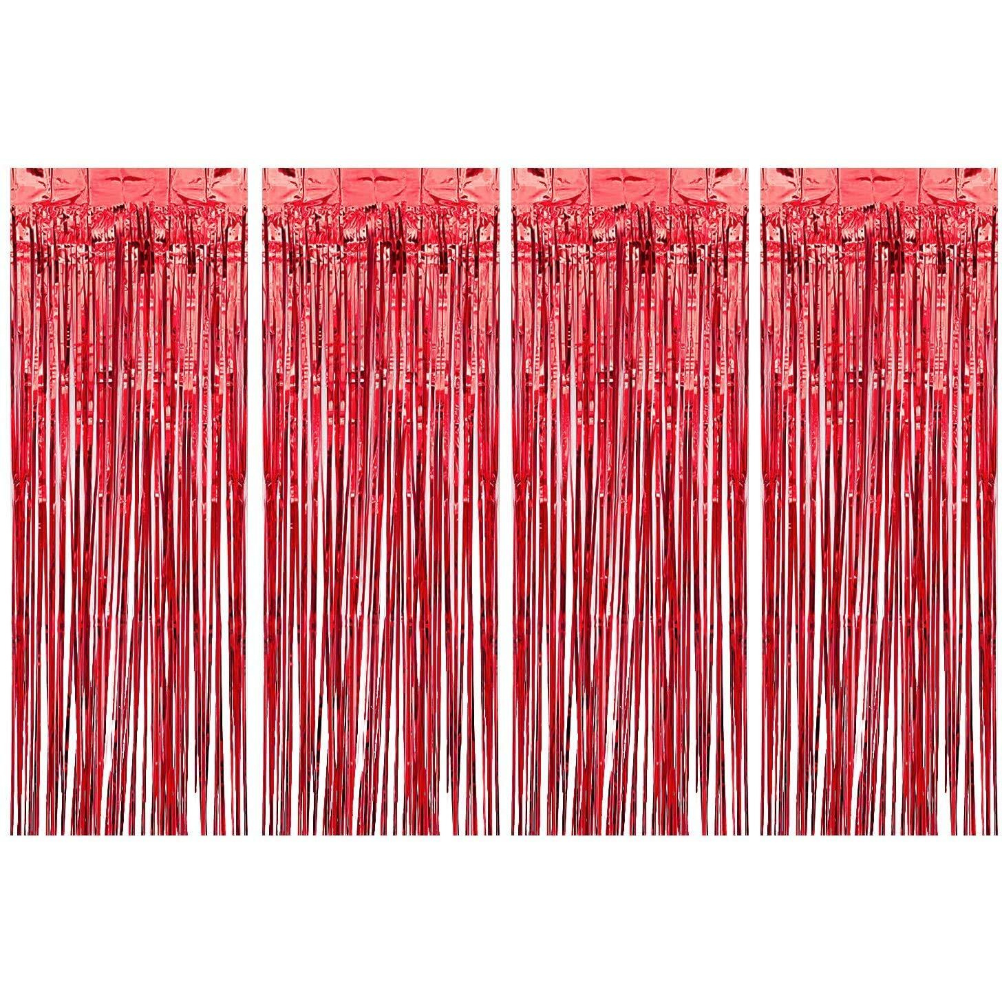 Vail Creations Metallic Foil Curtains For Birthday Decoration/Metallic Curtains For Anniversary, Graduation, Retirement, Baby Shower Dcor (Red, Pack Of 4)