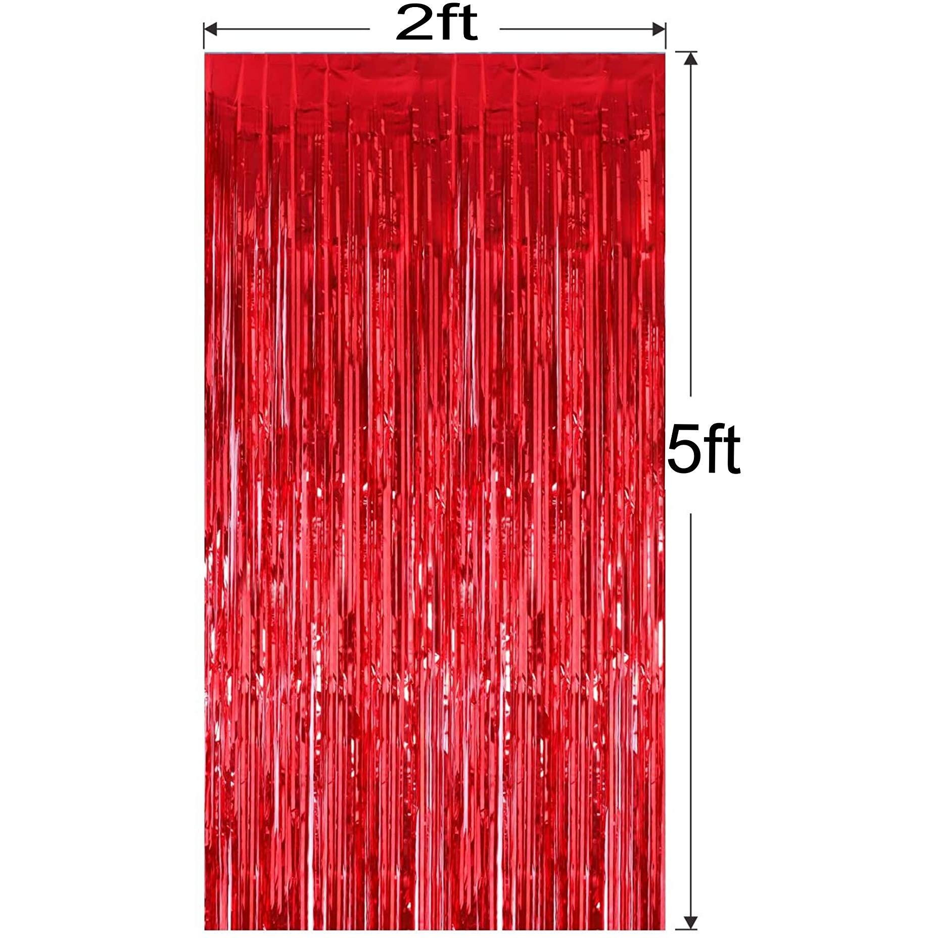 Vail Creations Metallic Foil Curtains For Birthday Decoration/Metallic Curtains For Anniversary, Graduation, Retirement, Baby Shower Dcor (Red, Pack Of 4)