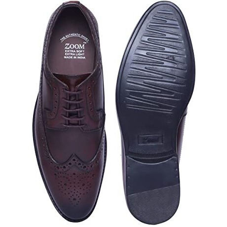 Zoom For Men Leather Formal Shoes For Men Light-Weight, Flexible,Durable & Comfortable With Cushioned Insole For Office/Party A-4075 (Black)