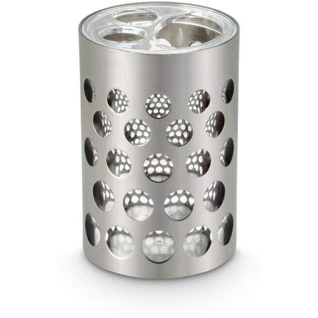 Freelance Miami Polystyrene 4 Pieces Bathroom Set-Dispenser, Toothbrush Holder, Tumbler & Soap Dish (Silver)