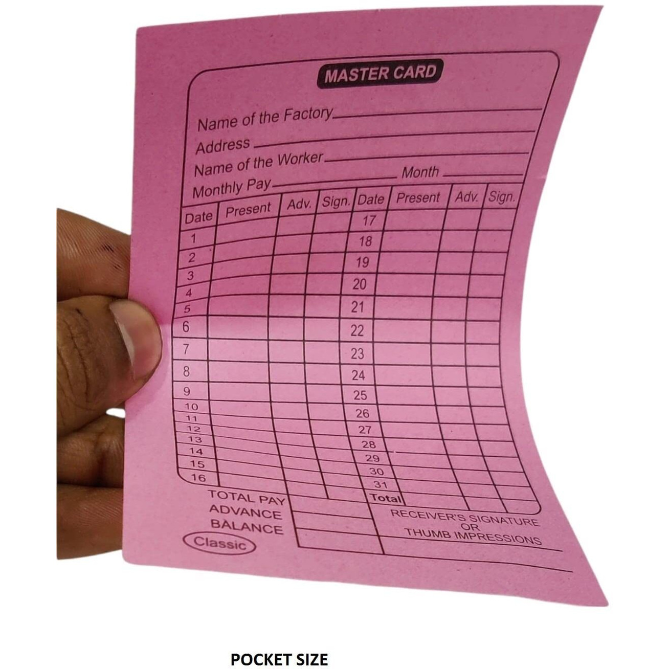 Nssp Attendance Card For Daily Payroll Wages Attendance Record Mix Colors -(Small Size)-Pack Of 100 Pices