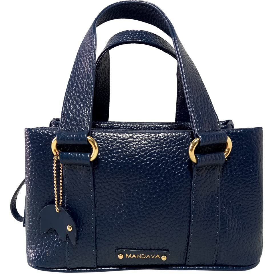 Mandava Women's Pu Leather Mini Handbag, Top Handle Small Satchel Bag For Ladies (Midnight Blue)