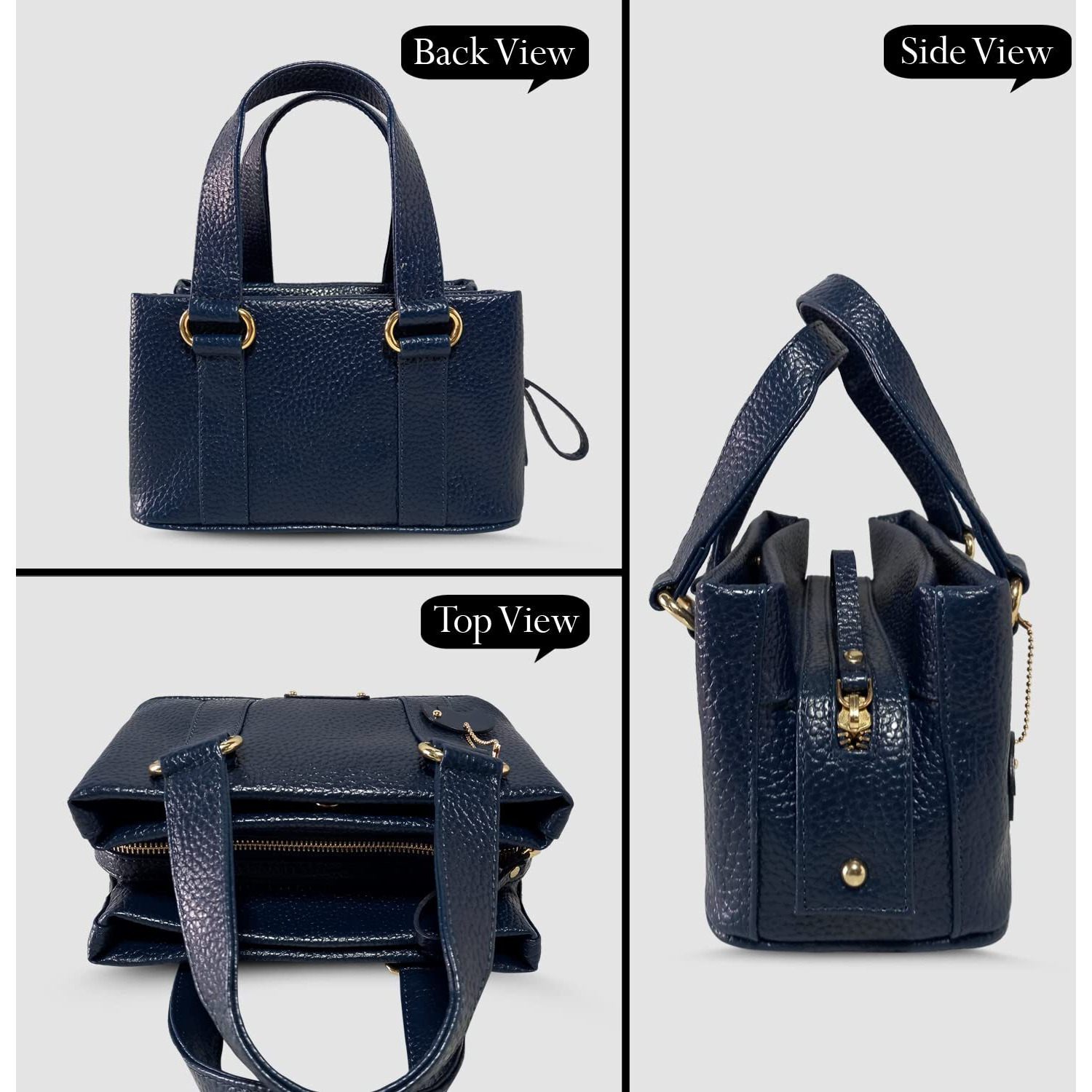 Mandava Women's Pu Leather Mini Handbag, Top Handle Small Satchel Bag For Ladies (Midnight Blue)