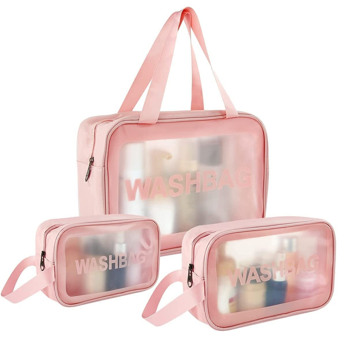 Clear Cosmetic Bag, Makeup Pouch Bag, Transparent Travel Toiletry Bag, Zipper Wash Bag With Handle Household Grooming Kit Portable Organizer Case Carry Pouch