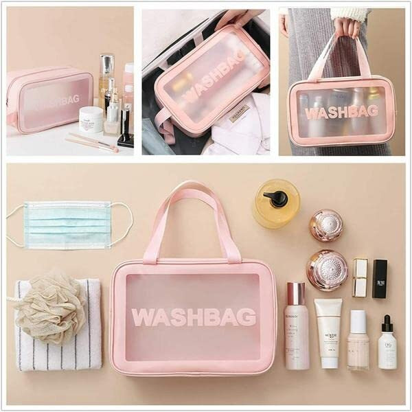 Clear Cosmetic Bag, Makeup Pouch Bag, Transparent Travel Toiletry Bag, Zipper Wash Bag With Handle Household Grooming Kit Portable Organizer Case Carry Pouch