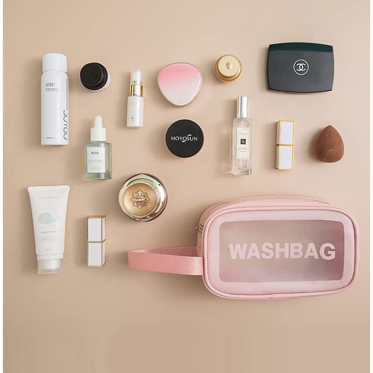 Clear Cosmetic Bag, Makeup Pouch Bag, Transparent Travel Toiletry Bag, Zipper Wash Bag With Handle Household Grooming Kit Portable Organizer Case Carry Pouch