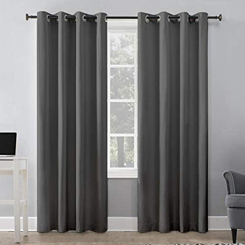 Bhoomi Impex Room Darkening Blackout Curtain Long Door - 9 Feet, Thermal Insulated Eyelet Noise Reducing Blackout Curtains - Dark Grey Soild