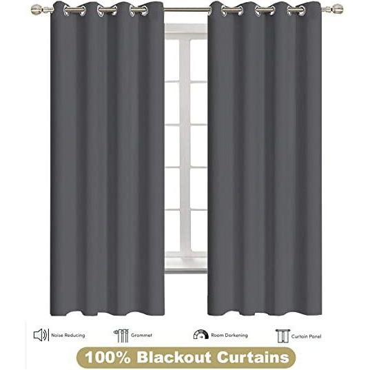Bhoomi Impex Room Darkening Blackout Curtain Long Door - 9 Feet, Thermal Insulated Eyelet Noise Reducing Blackout Curtains - Dark Grey Soild