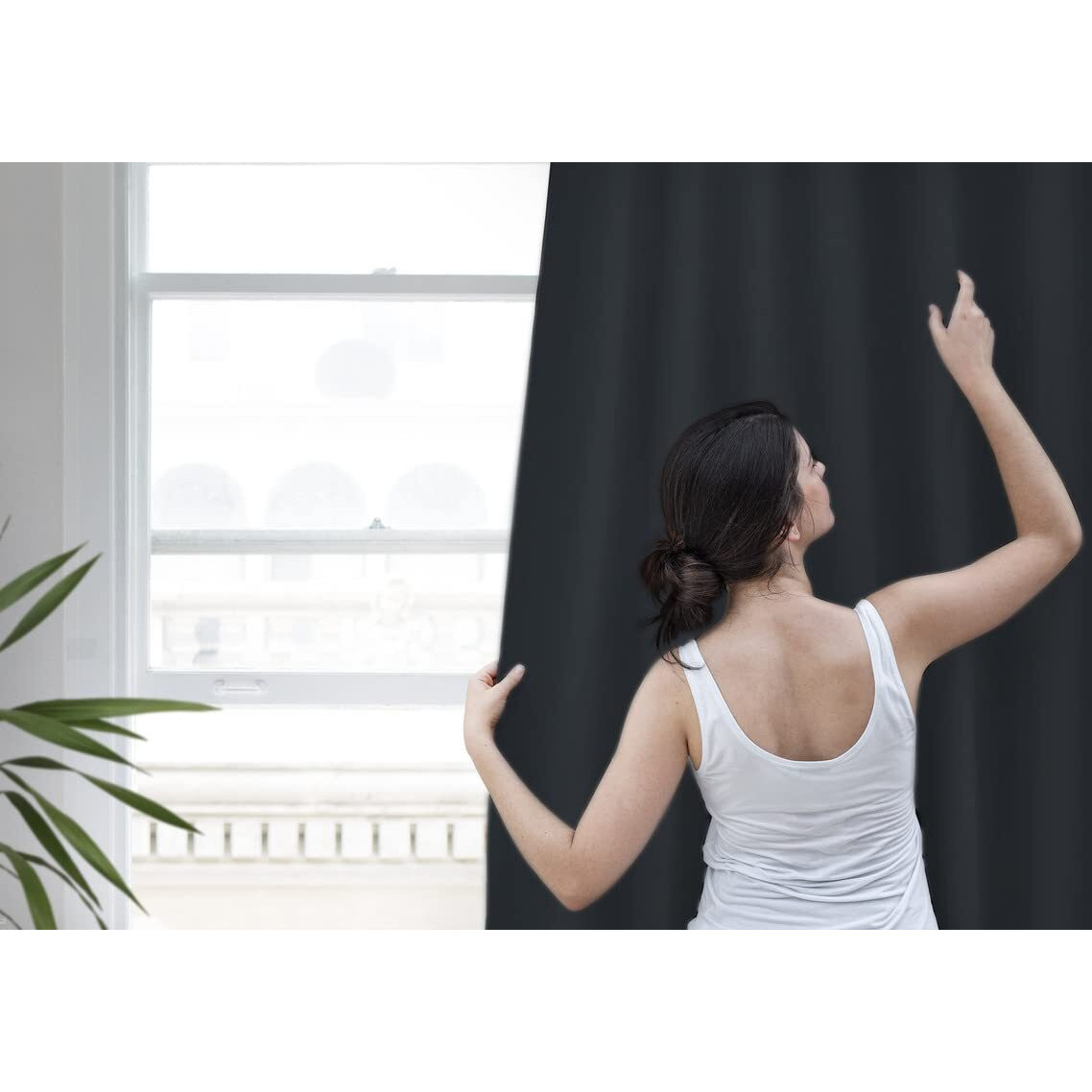 Bhoomi Impex Room Darkening Blackout Curtain Long Door - 9 Feet, Thermal Insulated Eyelet Noise Reducing Blackout Curtains - Dark Grey Soild
