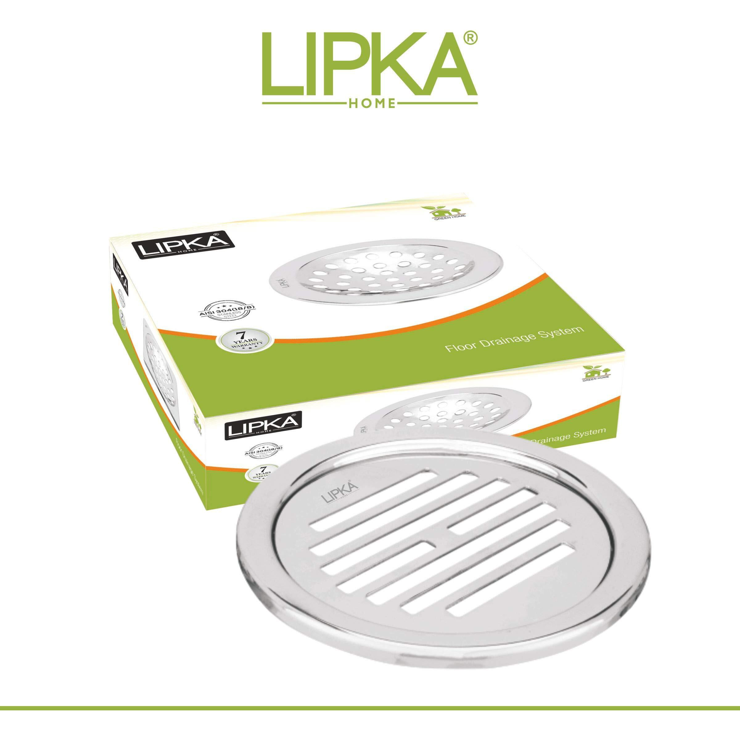 Lipka Pack Of 2 Eon Round With Golden Classic Jali Floor Drain |Premium Stainless Steel |5 X 5 Inches|