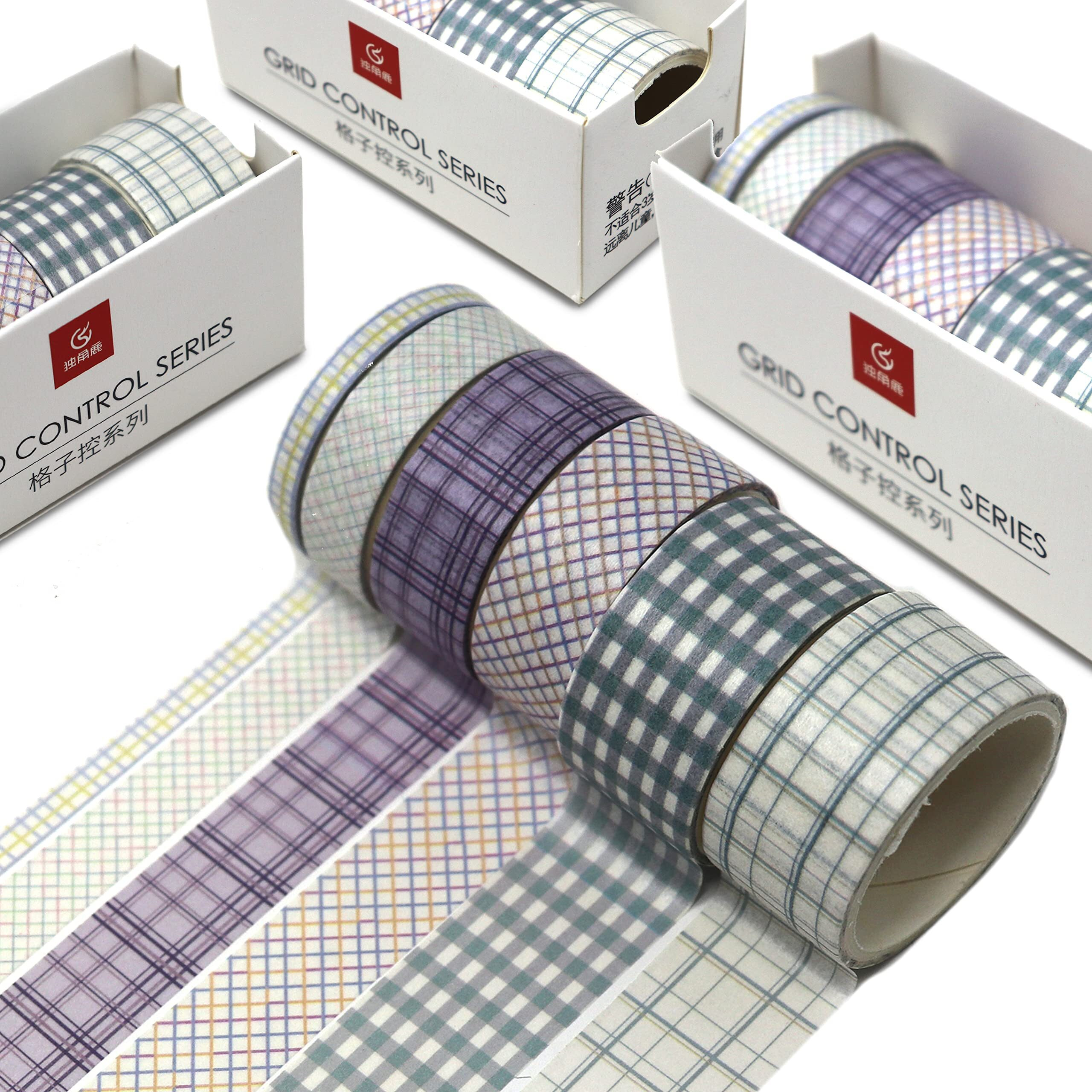 Lakeer Grid Series Washi Tape (Pack Of 6) | Tapes For Scrapbooking, Diy Craft, Decoration, Gift Wrapping, Etc, (Medium Turquoise)