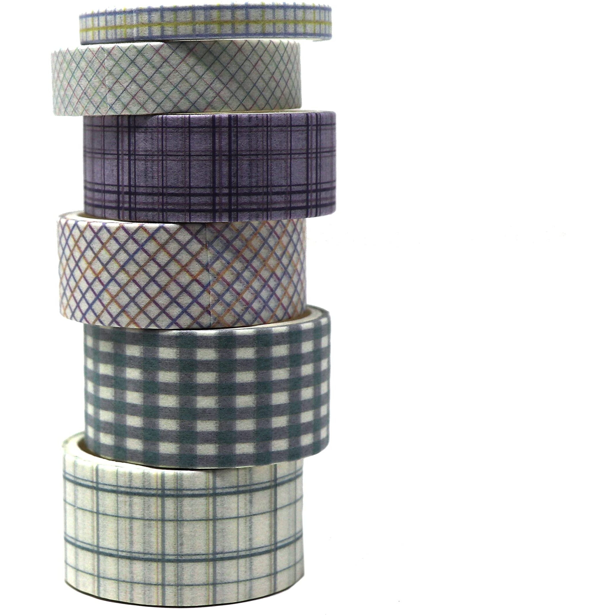 Lakeer Grid Series Washi Tape (Pack Of 6) | Tapes For Scrapbooking, Diy Craft, Decoration, Gift Wrapping, Etc, (Medium Turquoise)