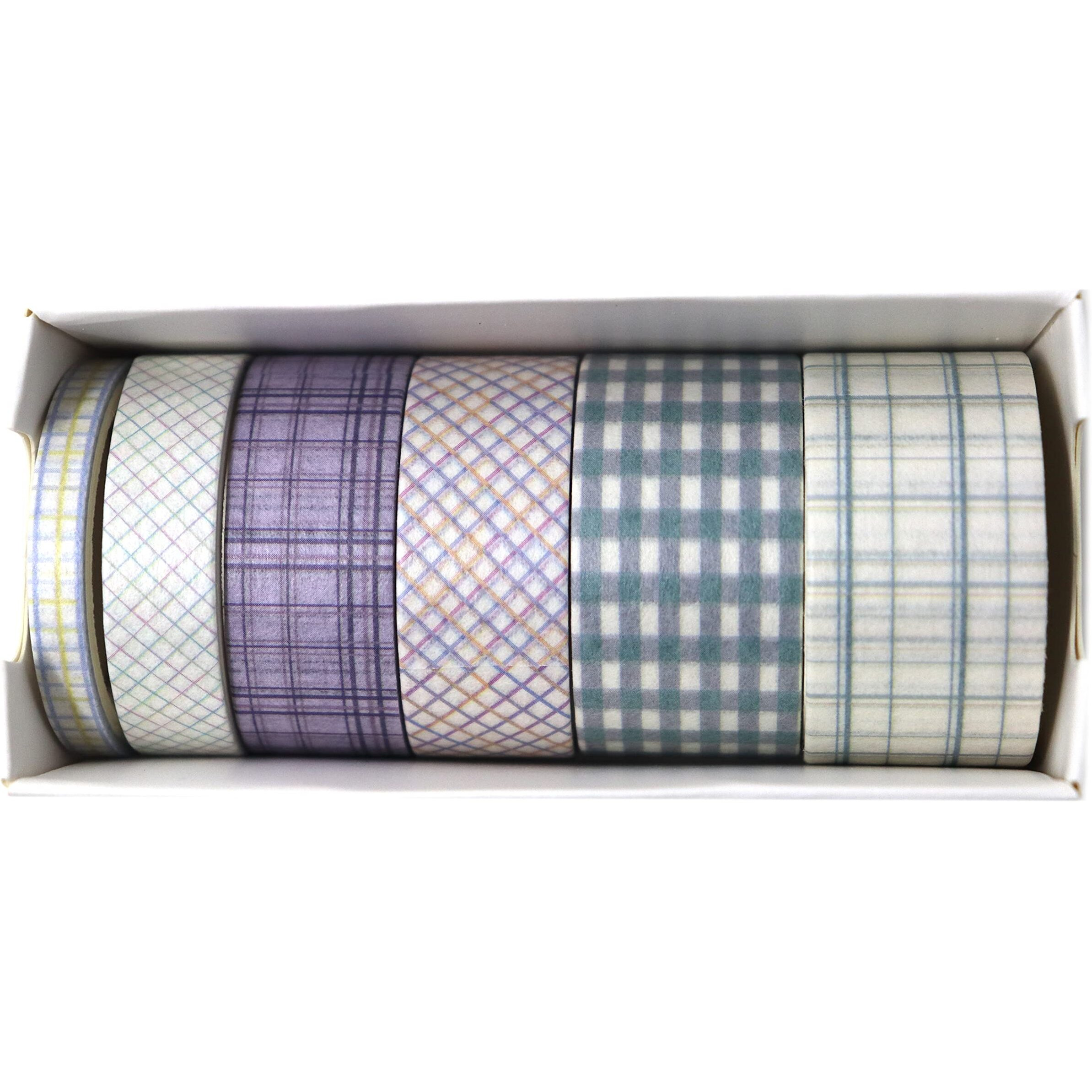 Lakeer Grid Series Washi Tape (Pack Of 6) | Tapes For Scrapbooking, Diy Craft, Decoration, Gift Wrapping, Etc, (Medium Turquoise)