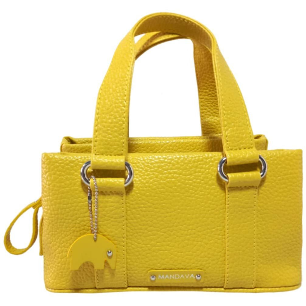 Mandava Women's Pu Leather Mini Handbag, Top Handle Small Satchel Bag For Ladies (Yellow)