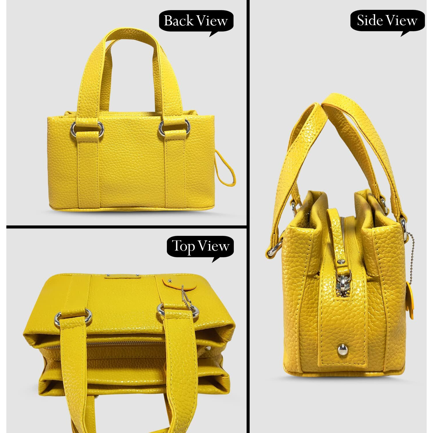 Mandava Women's Pu Leather Mini Handbag, Top Handle Small Satchel Bag For Ladies (Yellow)