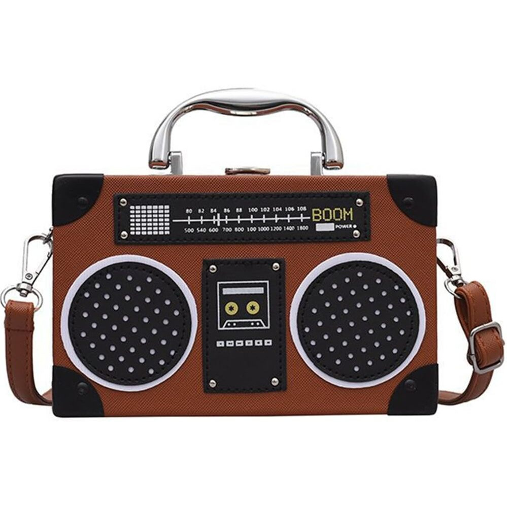 Newphoria P40 Women Brown Radio Design Sling Pu Leather Shoulder Bag With Pu Strap