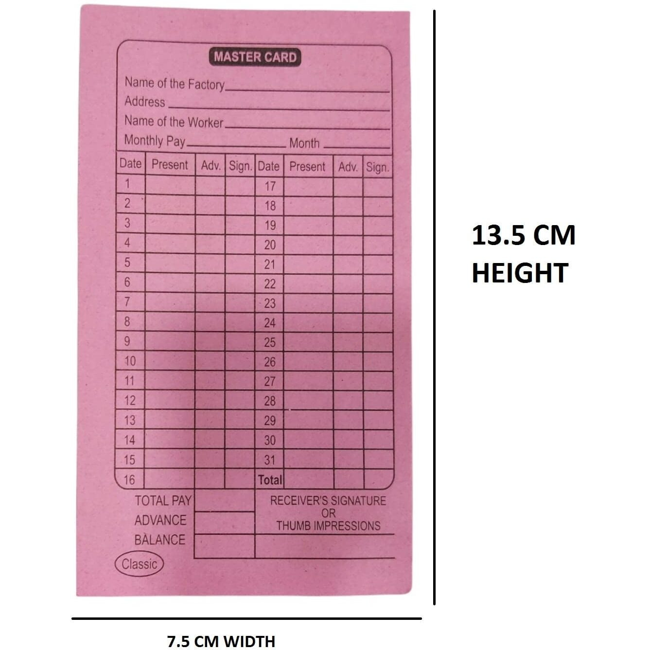 Nssp Attendance Card For Daily Payroll Wages Attendance Record Mix Colors -(Small Size)-Pack Of 1000 Pices