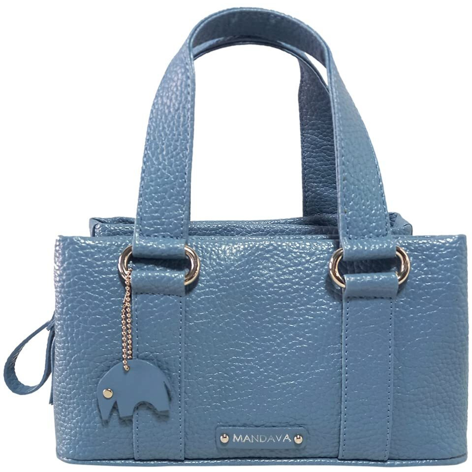 Mandava Women's Pu Leather Mini Handbag, Top Handle Small Satchel Bag For Ladies (Sky Blue)