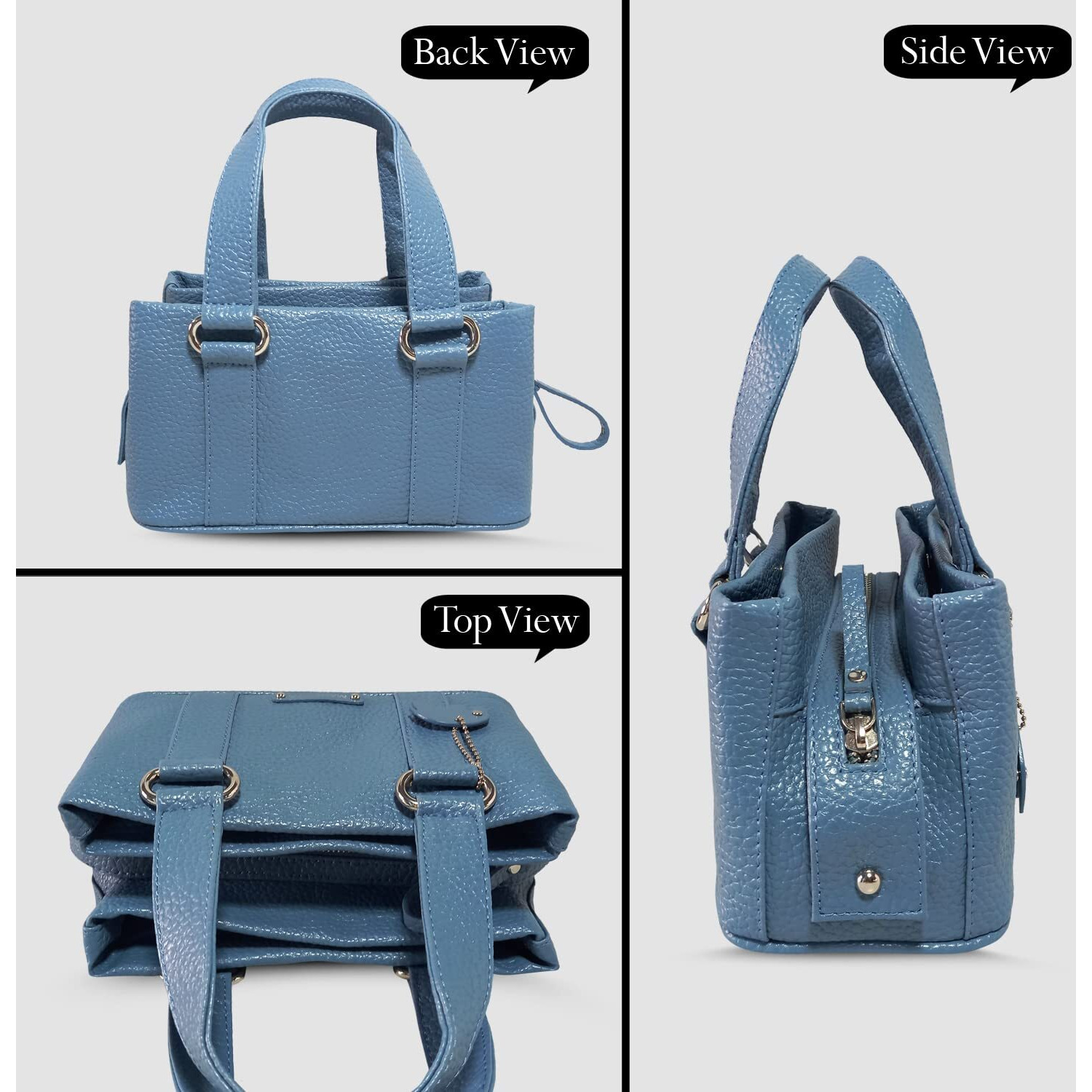 Mandava Women's Pu Leather Mini Handbag, Top Handle Small Satchel Bag For Ladies (Sky Blue)