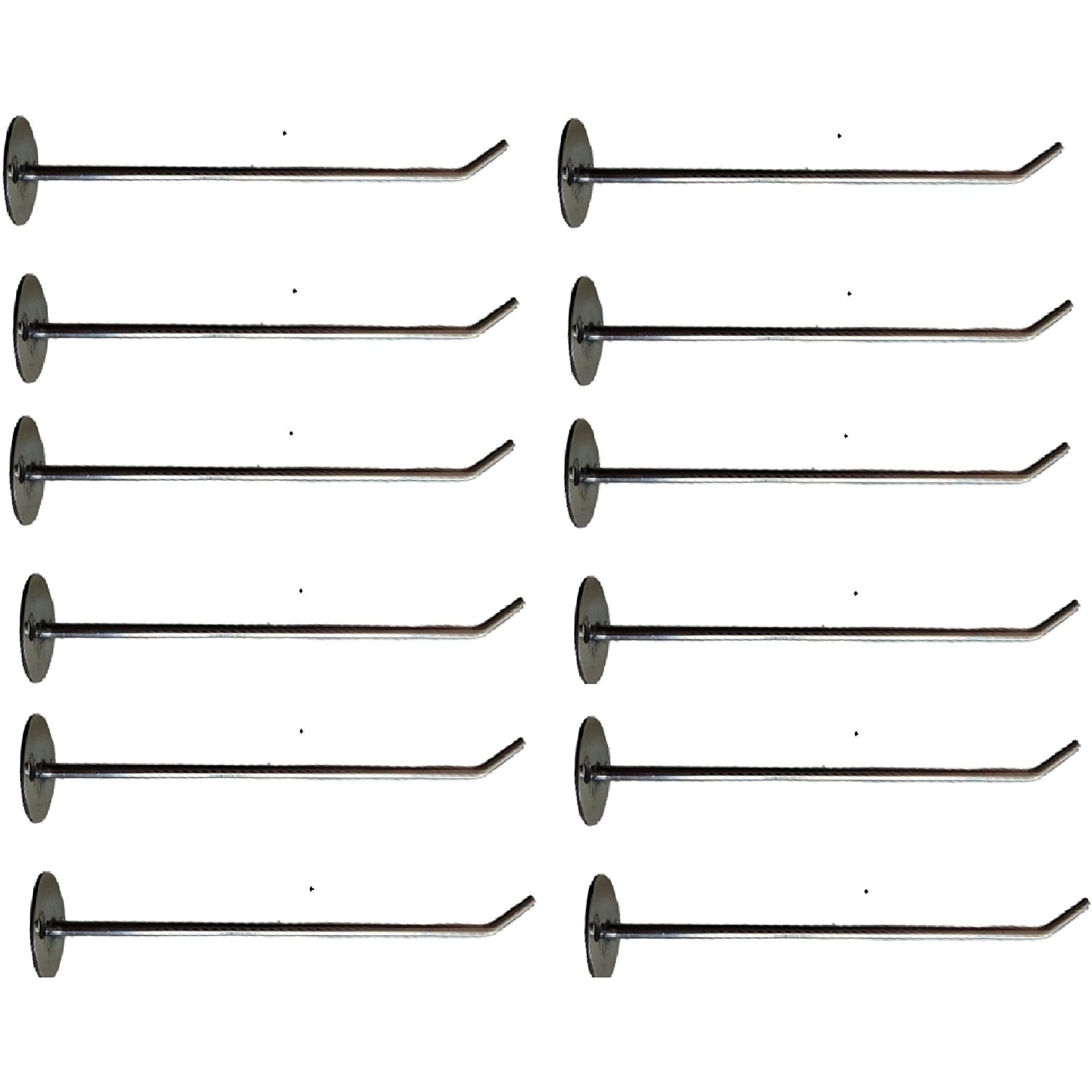 Q1 Beads 12 Pcs 12" Inch Stainless Steel Wall Mount Display Hooks Hanger For Mobile Shop,Supermarket Combo With Screws (Chrome)