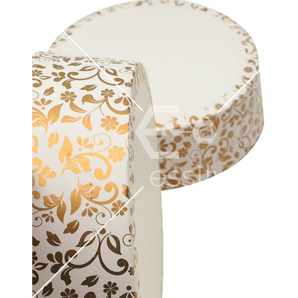 Esslly 6" Elegant Bake & Serve Paper Disposable Cake Mould Set, Gold Floret Design, Half Kg Capacity, Greaseproof & Heat-Resistant, Perfect For Cakes & Tarts (Pack Of 15)