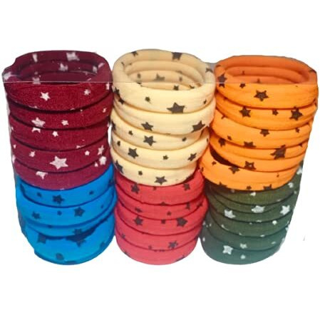 Srs Hair Printed Rubber Band For Women & Girl's (Multi-Colour) Pack Of 30 Piece