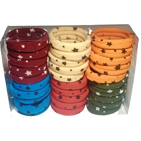 Srs Hair Printed Rubber Band For Women & Girl's (Multi-Colour) Pack Of 30 Piece
