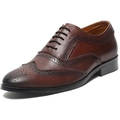 Louis Stitch Men's Formal Shoes | Handcrafted European Leather Brogues | Lace-Up Style For Business, Formal Brunette Brown, Uk Size 8 -Eubg