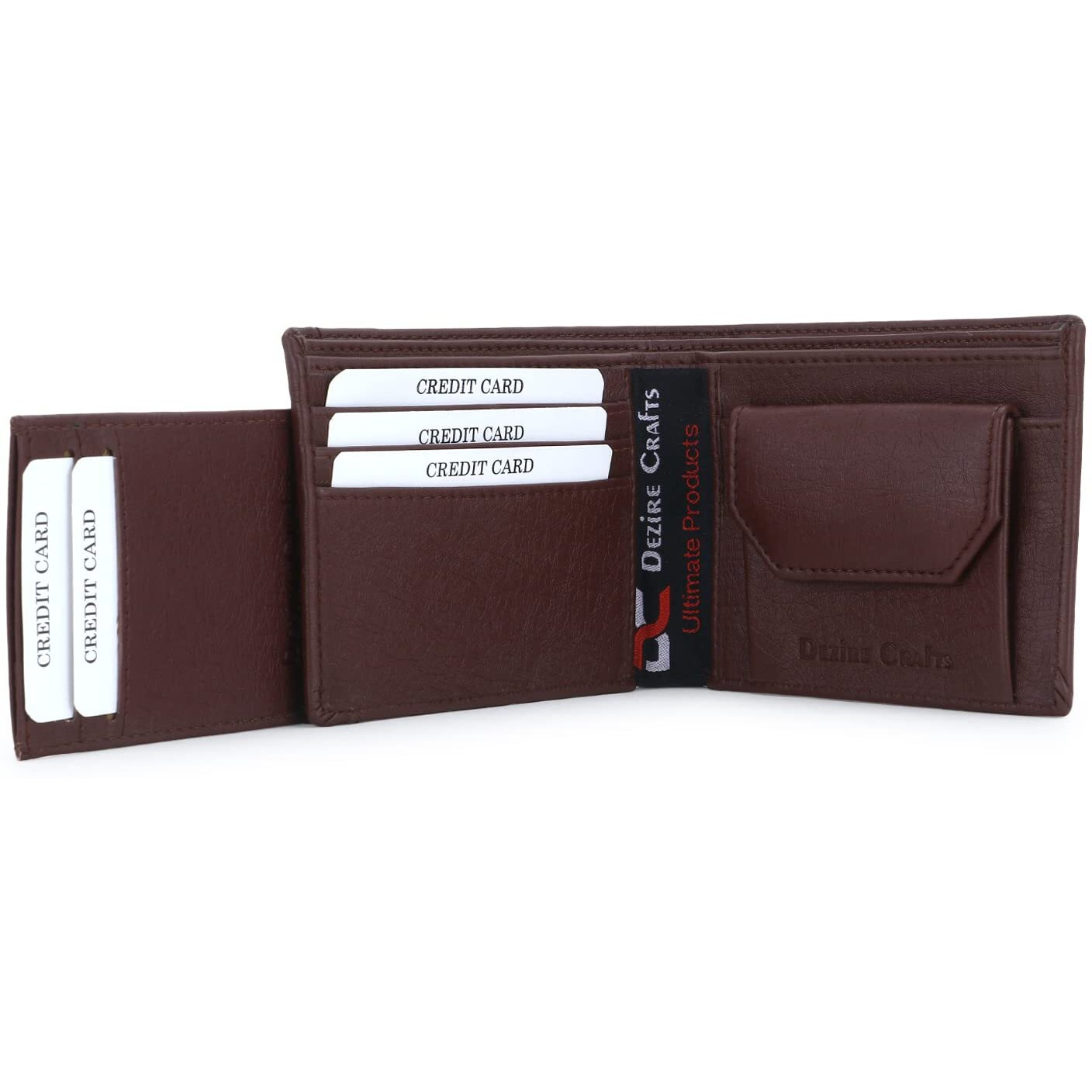 M Mensanity Dezire Crafts Men Formal, Casual, Party Artificial Leather Removable Card Slot Wallets (8 Card Slots) (Brown)