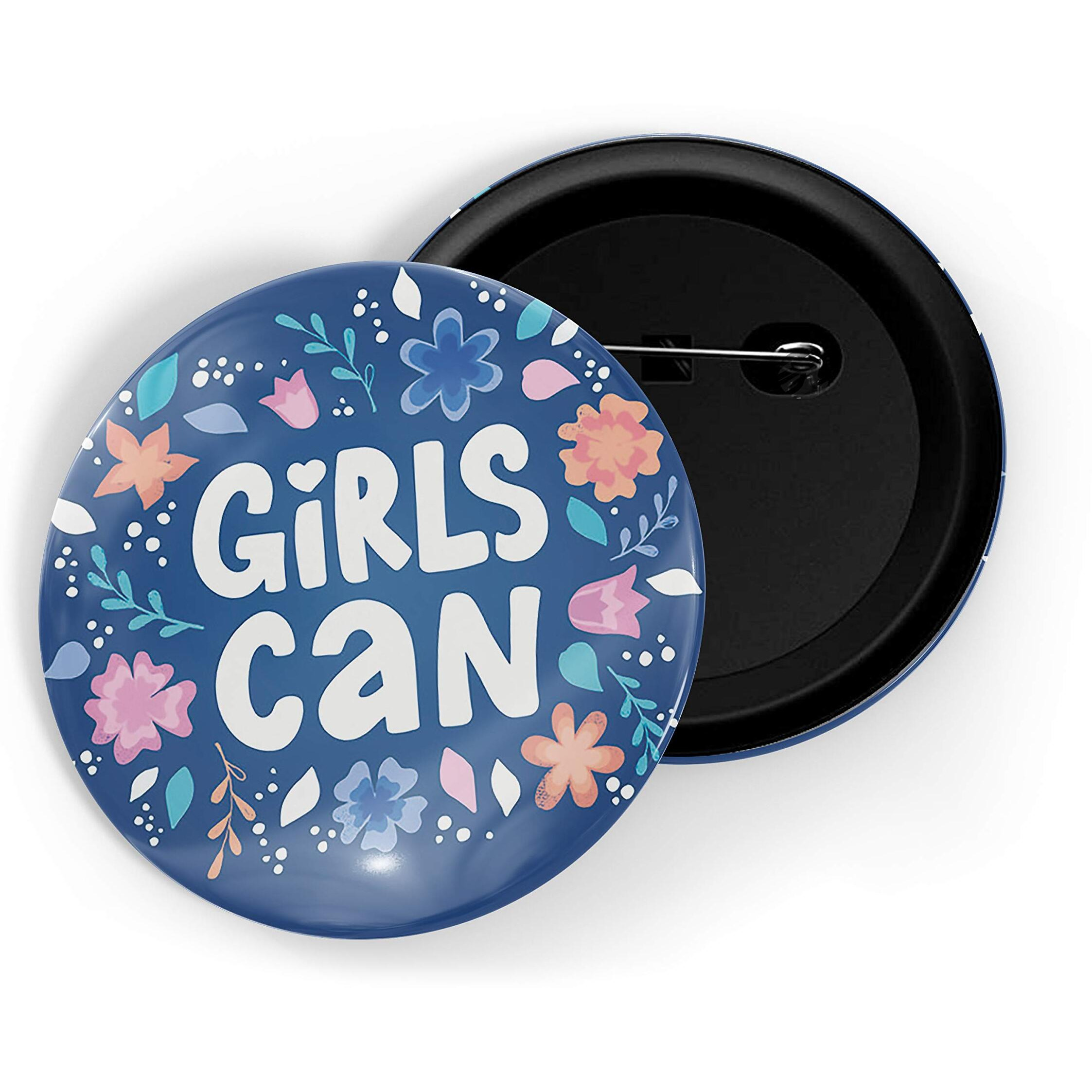 Dhcrafts Blue Color Pin Badges Quotes Girls Can Glossy Finish Design Pack Of 1