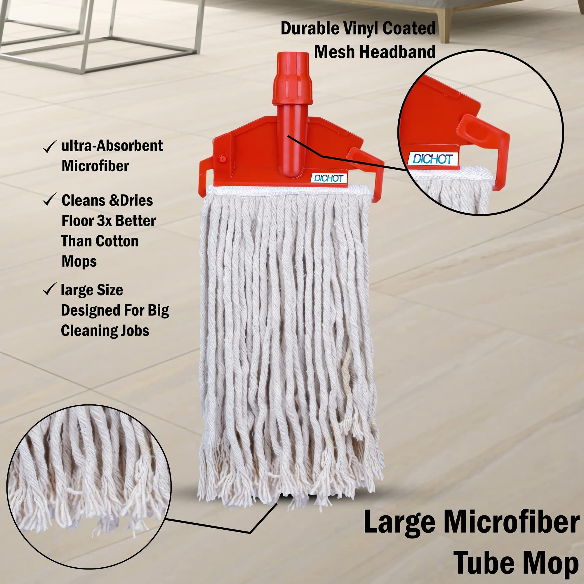 Dichot Wet Mop Refill 300 Gm With Clip And Check Duster Cloth, (Red) (Pack Of 6)
