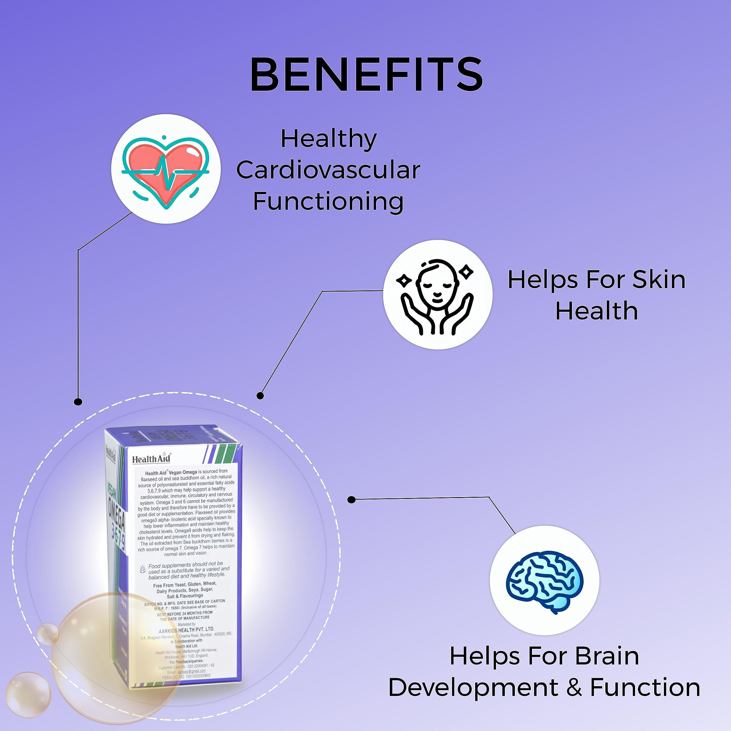 Health Aid Vegan Omega 3.6.7.9-60 Liquid Vegan Capsules