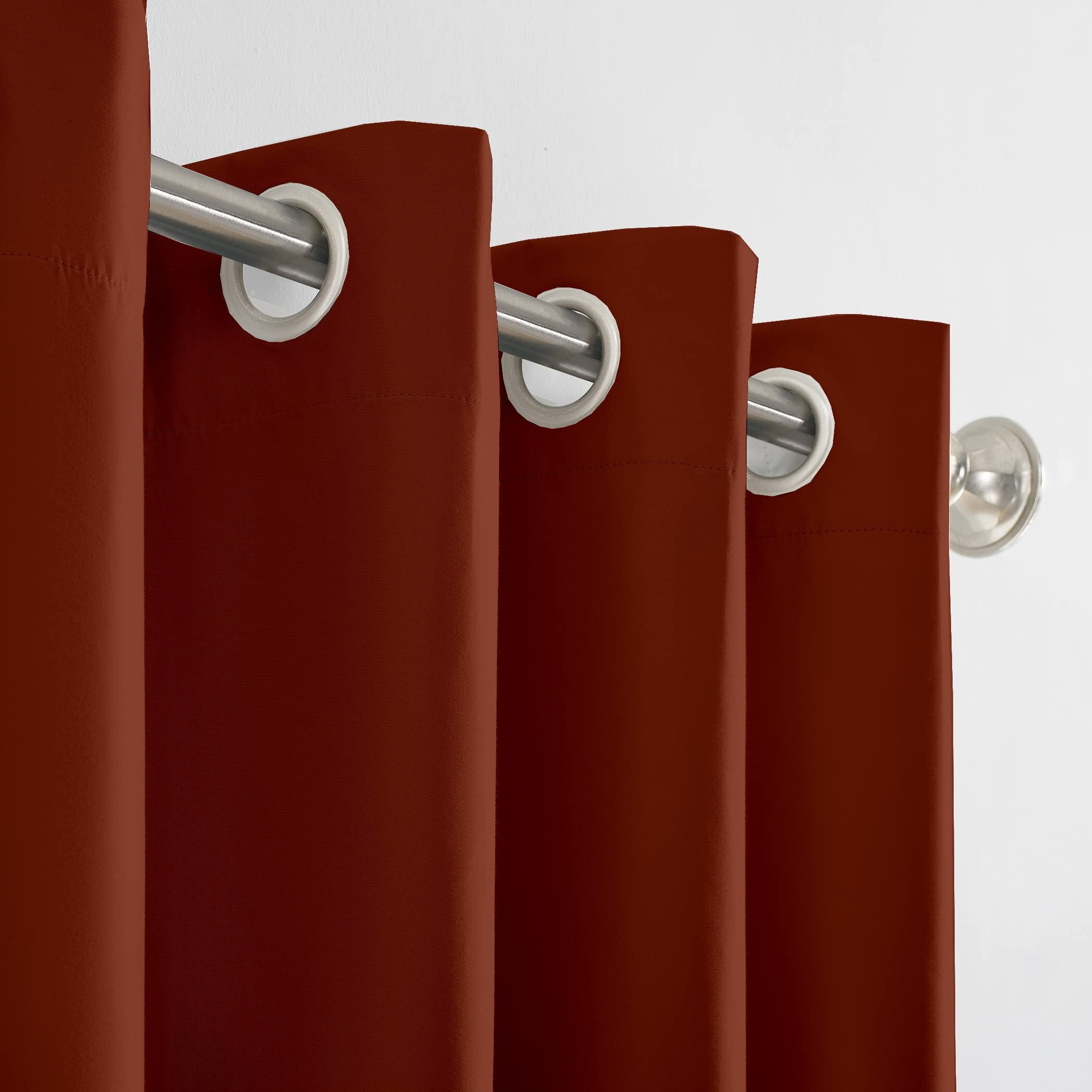Blackout Curtain Room Darkening Long Door - 9 Feet (Fire Brick, Thermal Insulated, Noise Reducing, Eyelet Design)