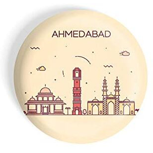 Dhcrafts Fridge Magnet Brown Color Ahmedabad Glossy Finish Design Pack Of 1