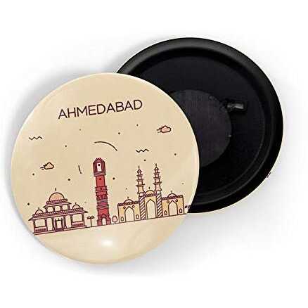 Dhcrafts Fridge Magnet Brown Color Ahmedabad Glossy Finish Design Pack Of 1
